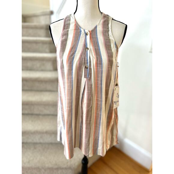 NWT Show Me Your Mumu Sunset Orange and Blue Stripe Mini Dress - Picture 1 of 7